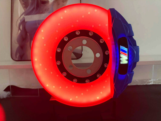Car Brake Disc LED Light – Rotating Car Wheel Hub Ambient Lamp - BMWM / Red Caliper