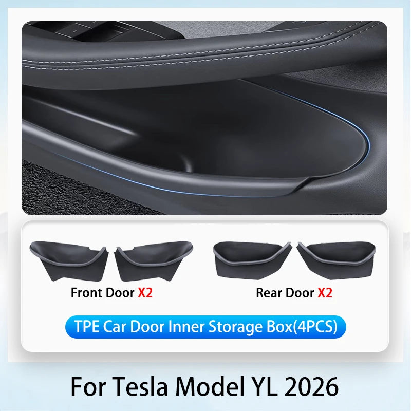 Tesla Model Y Juniper 2025+ TPE Door Storage Tray Set Front & Rear
