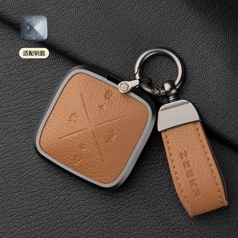 Zinc Alloy Leather Key Cover for Geely ZEEKR 001 7X 009 X Car Fob