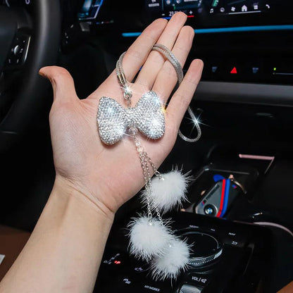 Diamond Crystal Bowknot Car Rearview Mirror Pendant Ornament