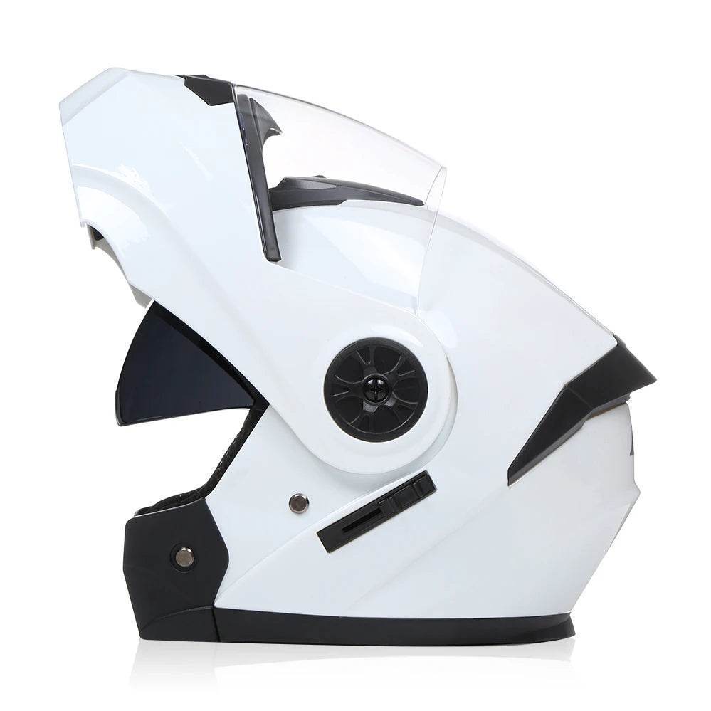 BLD Full Face Motorcycle Helmet – Dual Lens, Modular Flip-Up Casco for Men & Women - Matte black / M