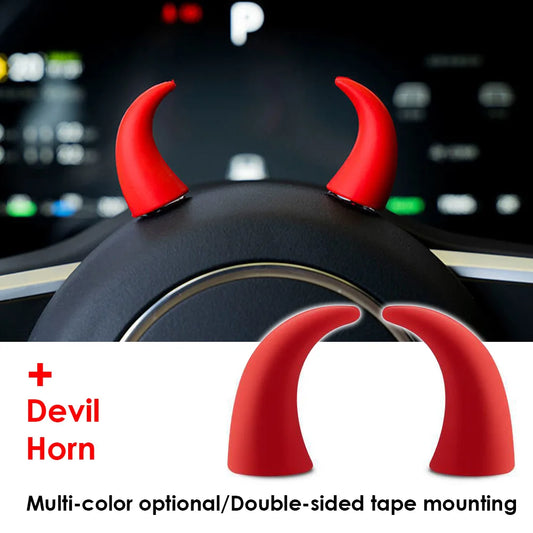 3D Devil Horn Car Interior Stickers – Fun Dashboard & Steering Wheel Decor