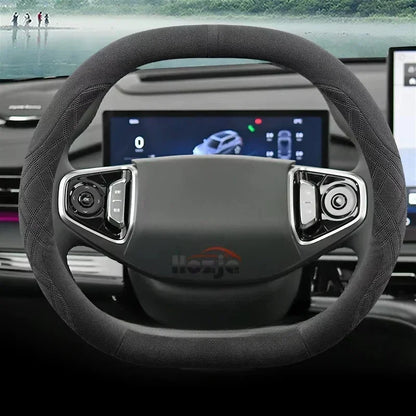 Suede Leather Steering Wheel Cover for Geely Preface Starray Cityray