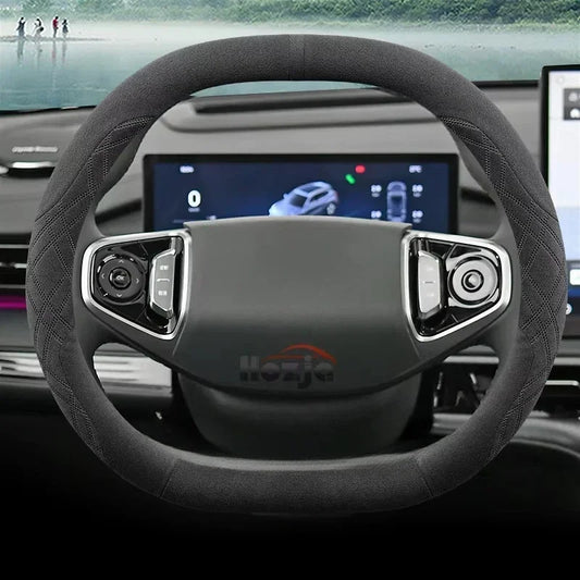 Suede Leather Steering Wheel Cover for Geely Preface Starray Cityray – front view