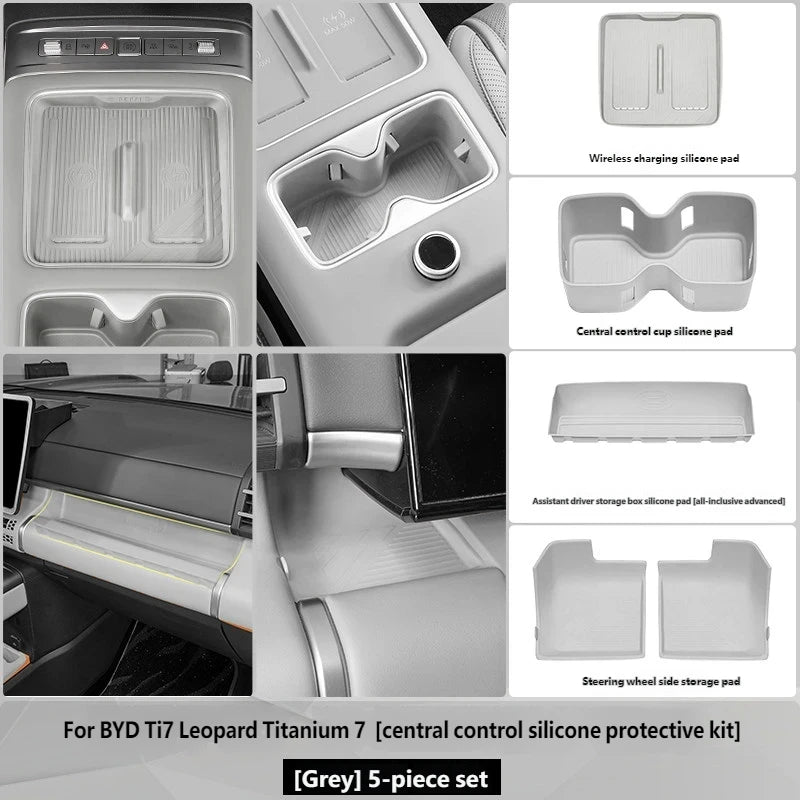 BYD Ti7 Behind-Screen Dashboard Storage Box - Gray 5 Pcs set