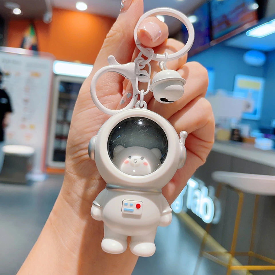 LED Astronaut Cat Keychain Night Light Glowing Charm Pendant