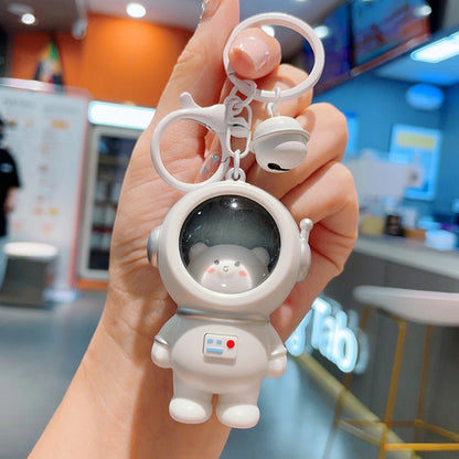 LED Astronaut Cat Keychain Night Light Glowing Charm Pendant