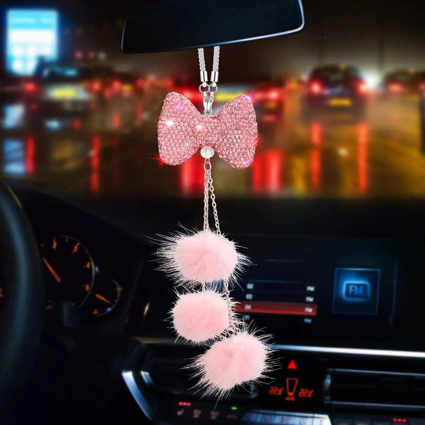 Diamond Crystal Bowknot Car Rearview Mirror Pendant Ornament