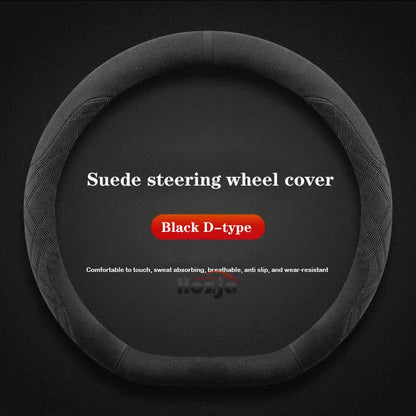 Genesis Suede Steering Wheel Cover - D Shape / Black