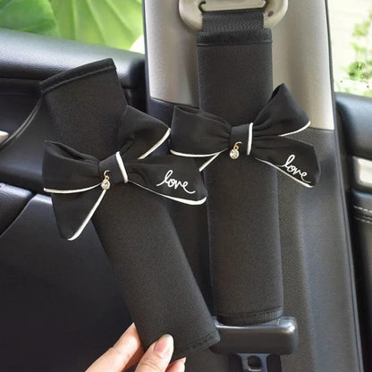 Bowknot Car Seat Belt Cover 2pcs - Shoulder Strap Cushion Pads