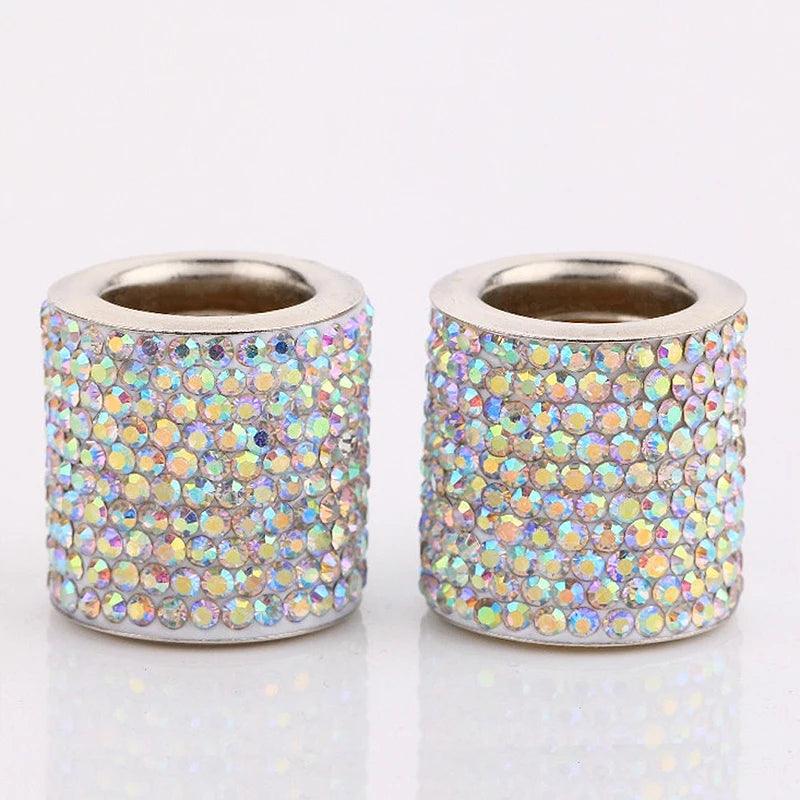 Universal Crystal Rhinestone Car Seat Headrest Ring Collars 2pc Set