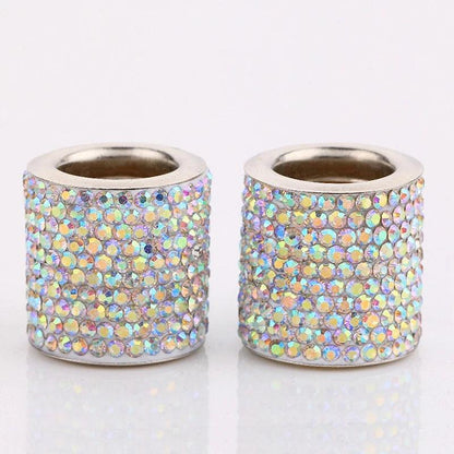 Universal Crystal Rhinestone Car Seat Headrest Ring Collars 2pc Set