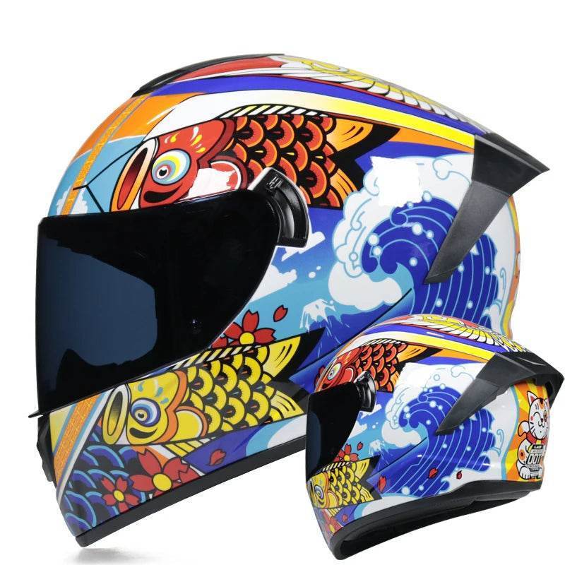 Full Face Motorcycle Racing Helmet – Winter Warm Double Visor Sports Helmet for Motorbike Riders - 1 / S