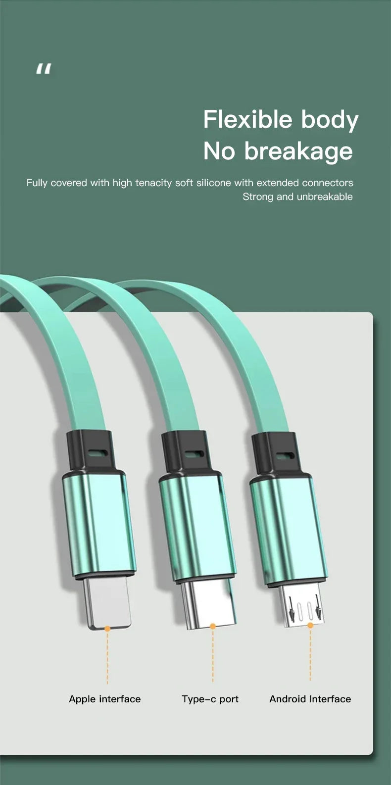 Mini Cooper 3-in-1 USB Type C Fast Charger Wire - Green