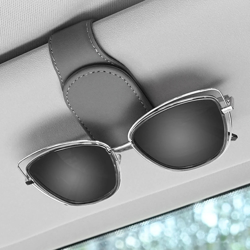 Magnetic Leather Car Visor Sunglasses Holder