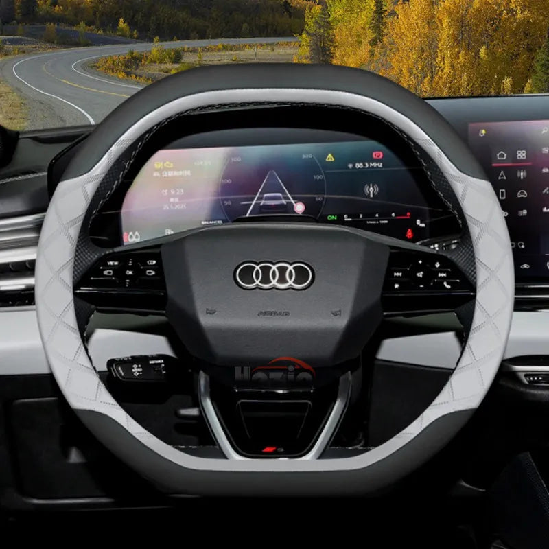 Leather Car Steering Wheel Cover for Audi Q3 Q5 A3 A5 RS3 Q7 A6 SQ5 S3 A5L 2025 2026 Accessories