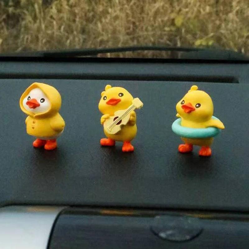 3/6pcs Yellow Duck Resin Car Dashboard Ornaments Interior Decor