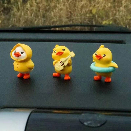3/6pcs Yellow Duck Resin Car Dashboard Ornaments Interior Decor