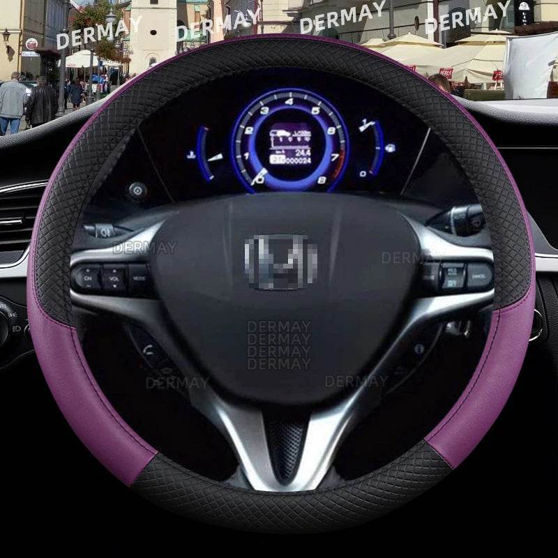Honda Civic 2004–2015 PU Leather Steering Wheel Cover - Wine Red