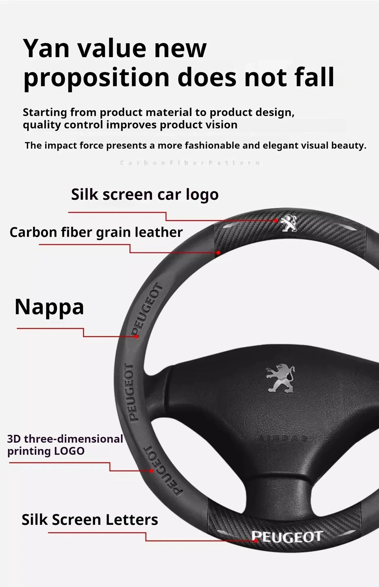 Peugeot Leather Steering Wheel Cover - D Type Black A