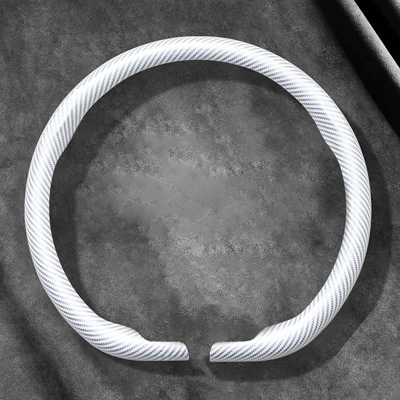 Dodge and RAM Carbon Fibre Suede Steering Wheel Cover - D Shape / Ivory White