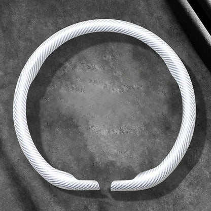 Dodge and RAM Carbon Fibre Suede Steering Wheel Cover - D Shape / Ivory White