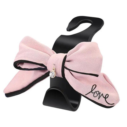 Diamond Bowknot Car Seat Headrest Hook Hanger Storage Organizer