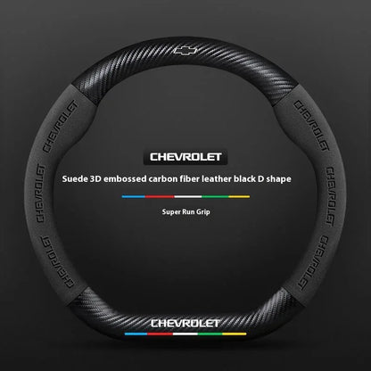 Chevrolet Suede Carbon Fiber Steering Wheel Cover - Type D Black A