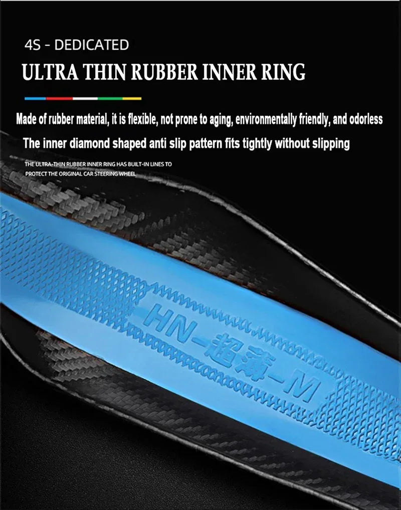 FAW Besturn Carbon Fiber Suede Steering Wheel Cover - D Black-Carbon+Suede