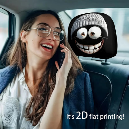 Knitted Cartoon Car Headrest Covers, Pair