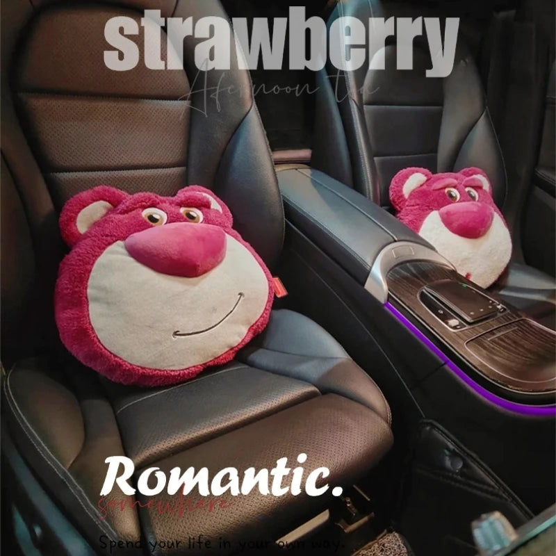 Strawberry Bear Car Headrest and Lumbar Pillow
