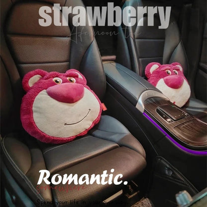 Strawberry Bear Car Headrest and Lumbar Pillow