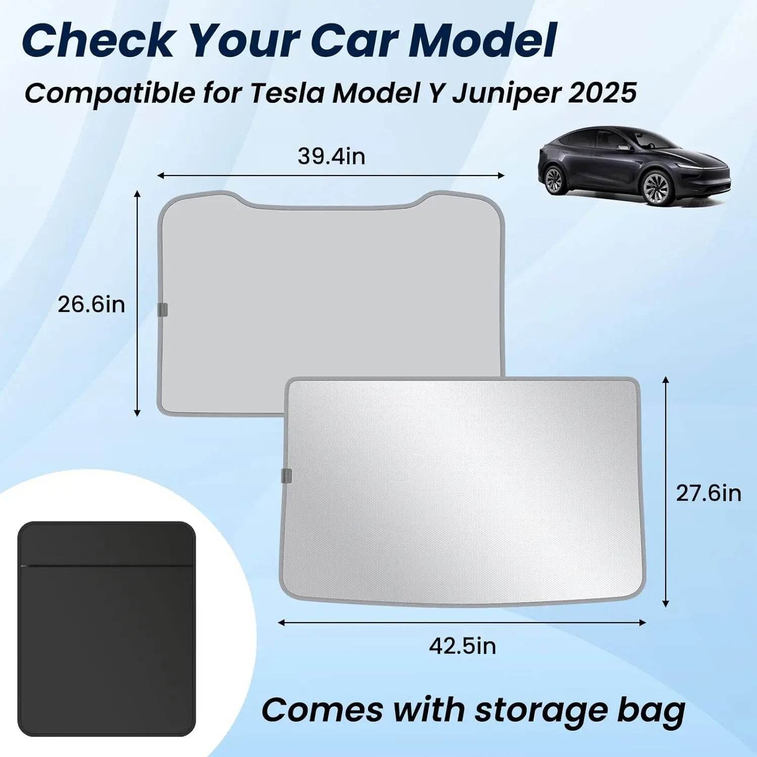 Tesla Model 3/Y Sunroof Sunshade (2020–2025) - Windshield M3 MY