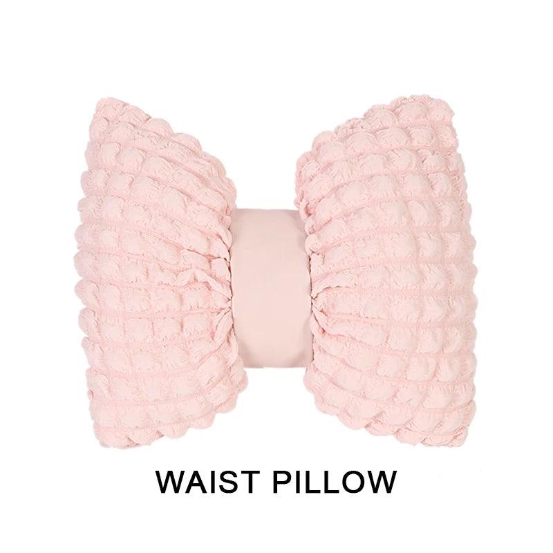 Pink Soft Car Neck Pillow & Lumbar Support Set