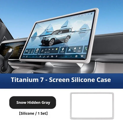 BYD Ti7 Silicone Screen Frame and Mirror Cover - Gray 1Pcs