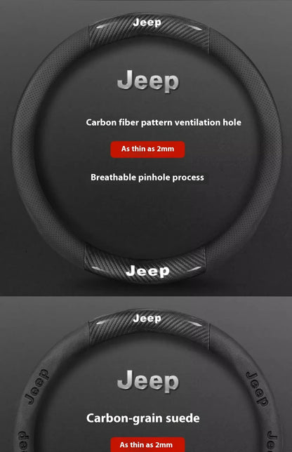 Jeep Wrangler Car Steering Wheel Cover - Leather Wine Red