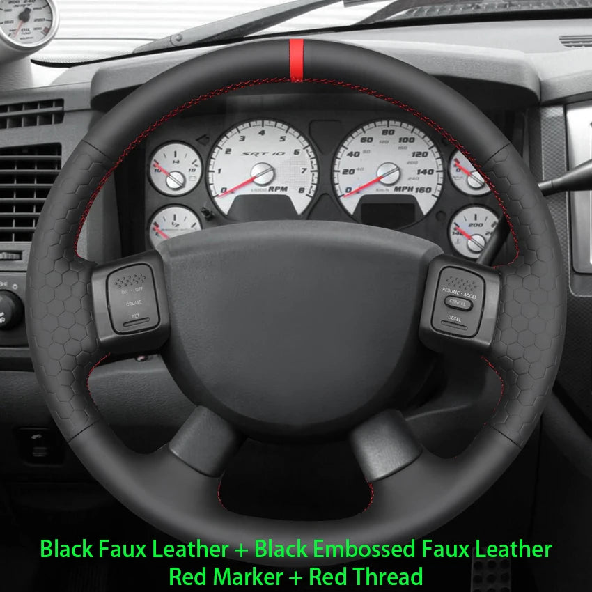 Dodge and RAM Hand-Stitched Steering Wheel Cover - Faux Leather