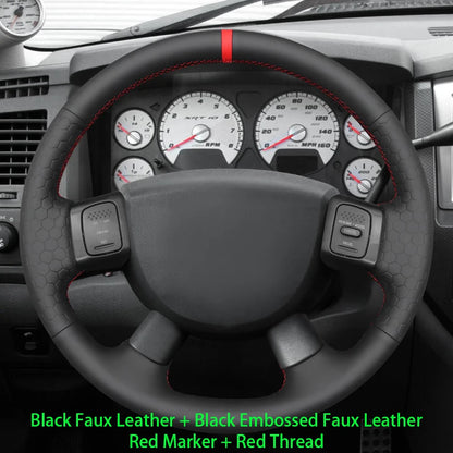 Dodge and RAM Hand-Stitched Steering Wheel Cover - Faux Leather