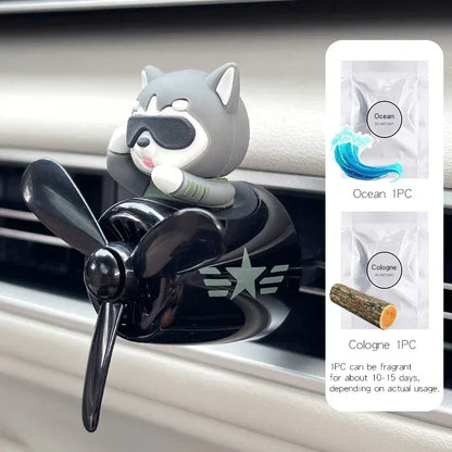 Husky & Shiba Inu Pilot Car Air Freshener - Husky Black