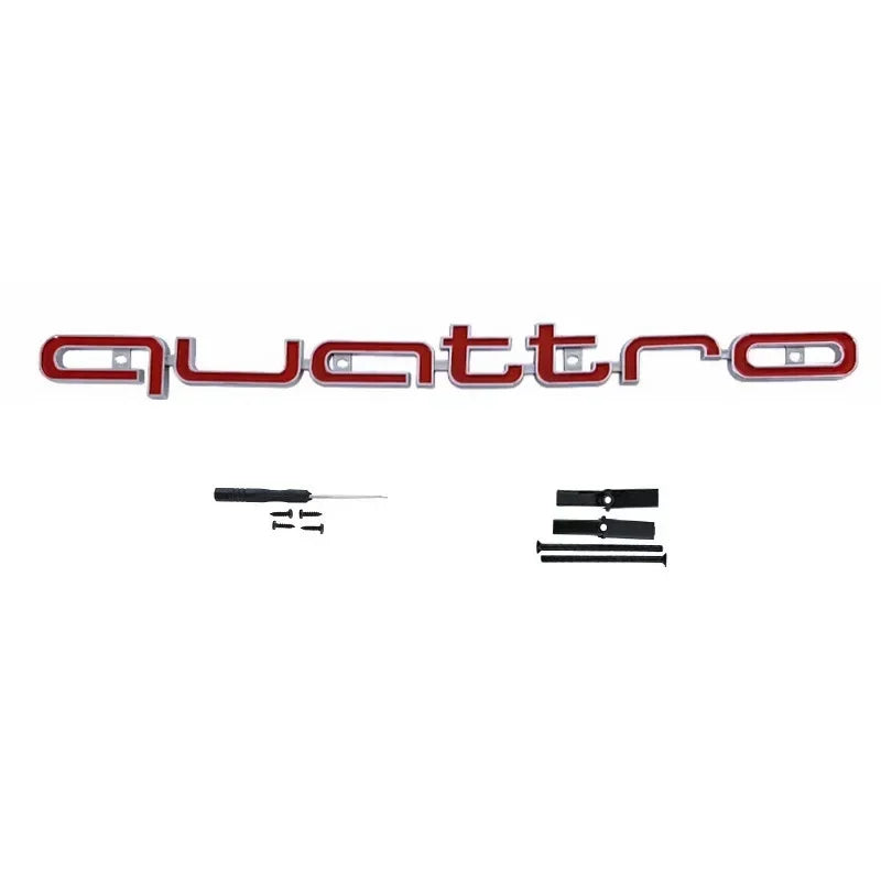 Audi Quattro Emblem | 3D ABS Front Grille Car Badge - Silver Black