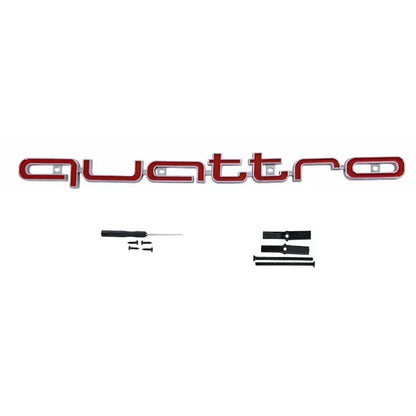 Audi Quattro Emblem | 3D ABS Front Grille Car Badge - Silver Black