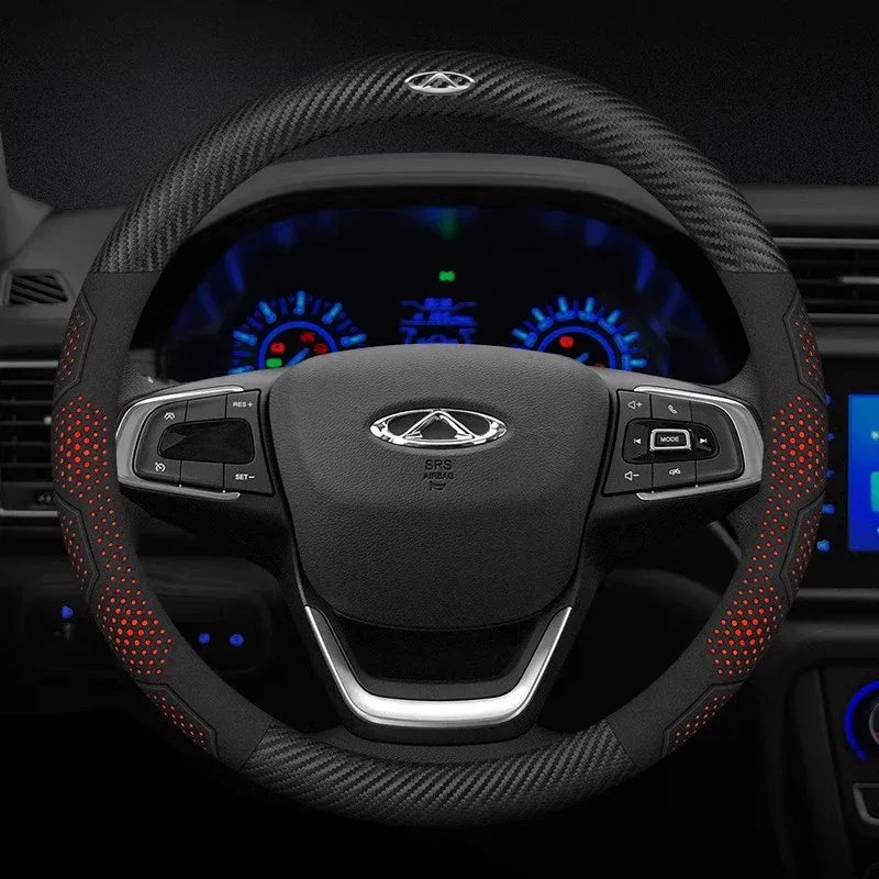 Chery Tiggo Karbonfiber Semsket Skinn Rattrekk