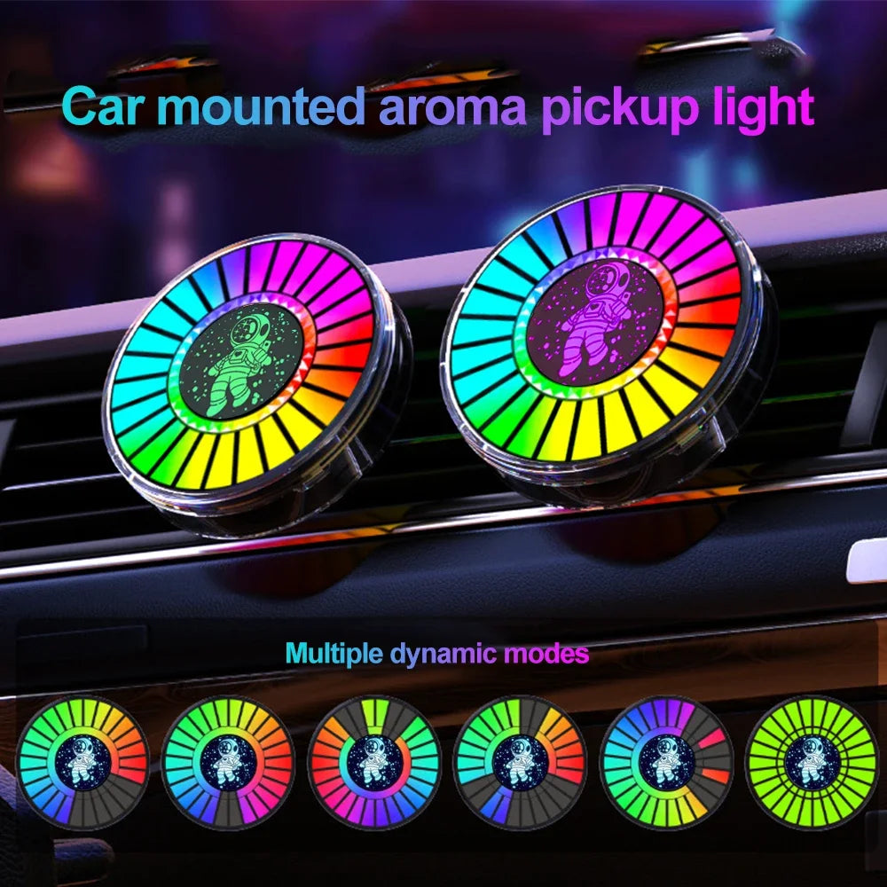 RGB Car Air Freshener with Sound-Reactive LED Lights, 26 Colors