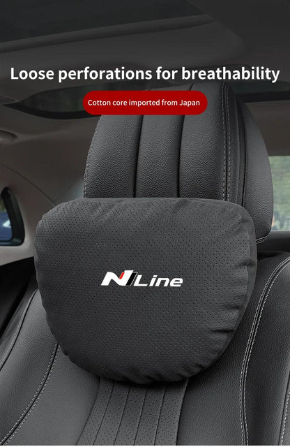 Hyundai N Line Soft Car Neck Headrest & Lumbar Support Pillow - Black Headrest