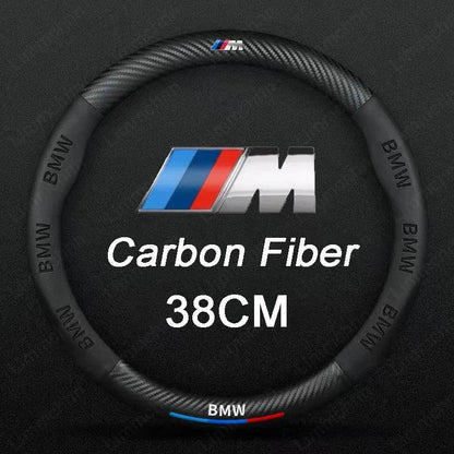 BMW 3D Carbon Fiber Leather Steering Wheel Cover | For G20 G30 G38 X1–X7 Series E90 E92 E93 320 3/5/7 Series - 