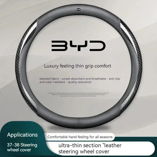 BYD Carbon Fiber Leather Steering Wheel Cover