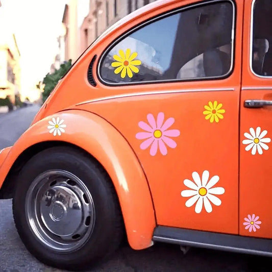 Daisy Flower Car Sticker Set – 5-Piece Floral Exterior Decals