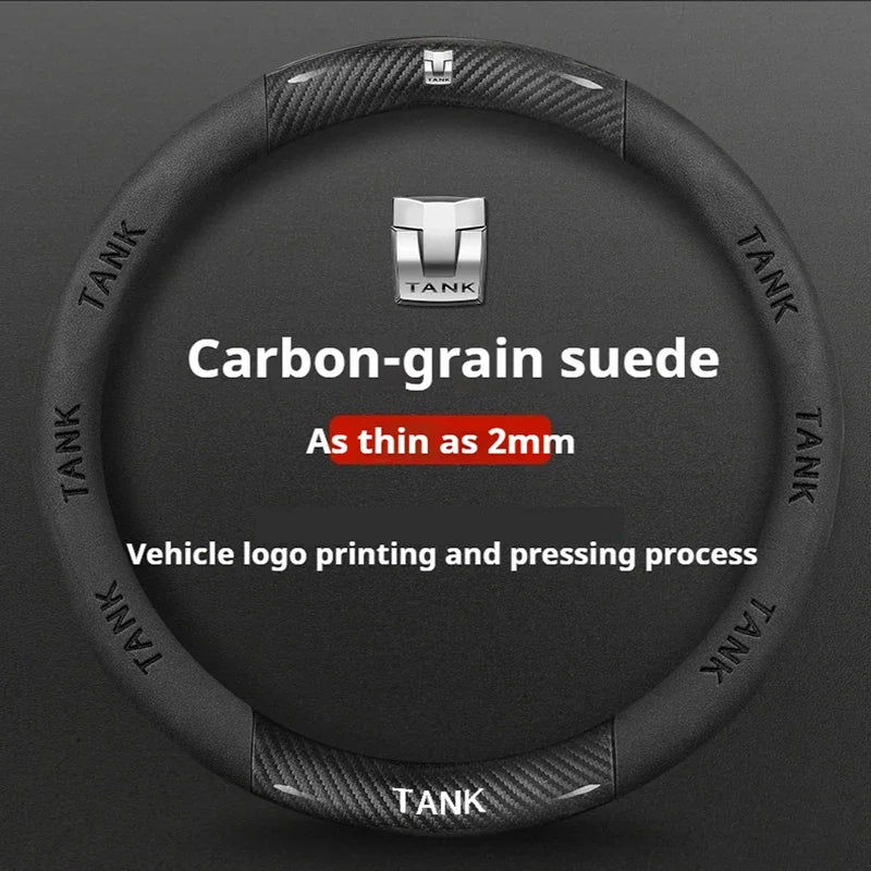 GWM Tank Suede Steering Wheel Cover - Round Shape / Black (Style B)