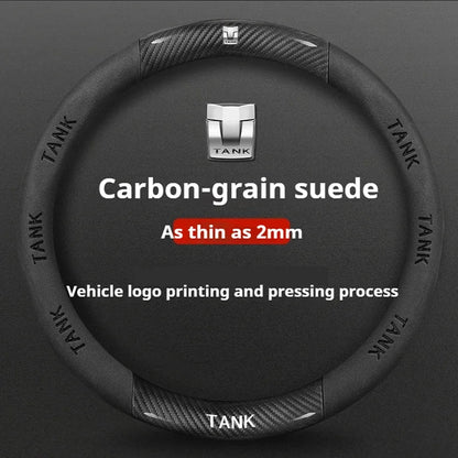 GWM Tank Suede Steering Wheel Cover - Round Shape / Black (Style B)