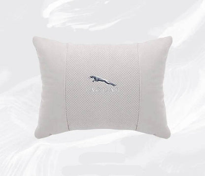 Breathable Suede Car Neck Pillow for Jaguar XE, XJ, XF, E-Pace, XJL & More - headrest 1pc black